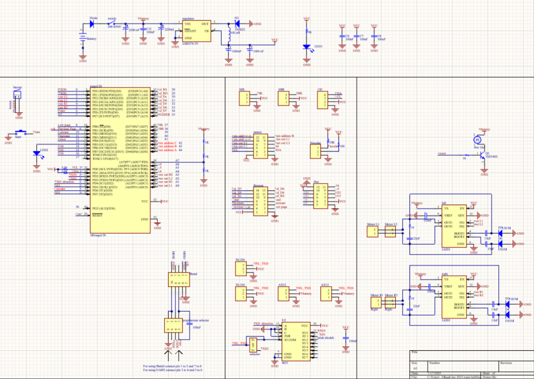 Robot controller — PCB layout/wiring (top/bottom traces, connectors, power section).